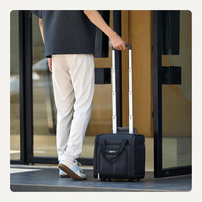 Underseat Carry-On Luggage with Wheels and Handle, 14" Rolling Travel Bag, Fits Under the Seat, Black