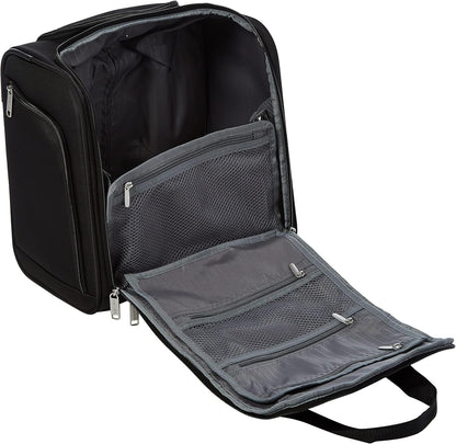 Underseat Carry-On Luggage with Wheels and Handle, 14" Rolling Travel Bag, Fits Under the Seat, Black