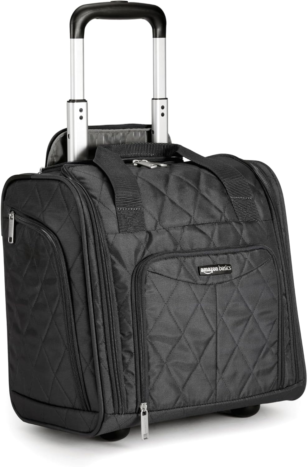 Underseat Carry-On Luggage with Wheels and Handle, 14" Rolling Travel Bag, Fits Under the Seat, Black