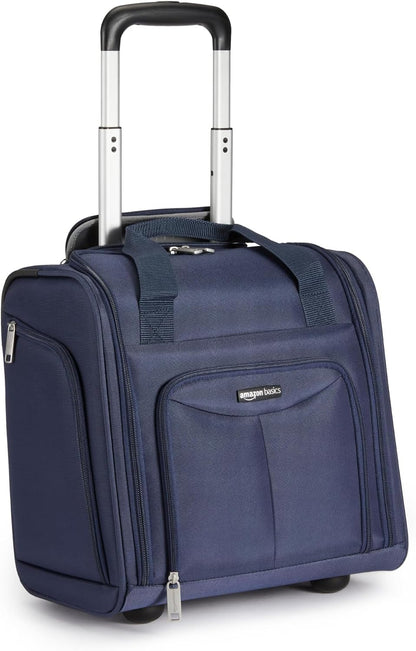 Underseat Carry-On Luggage with Wheels and Handle, 14" Rolling Travel Bag, Fits Under the Seat, Black