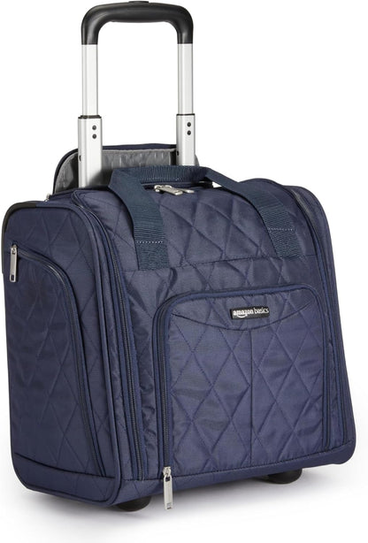 Underseat Carry-On Luggage with Wheels and Handle, 14" Rolling Travel Bag, Fits Under the Seat, Black