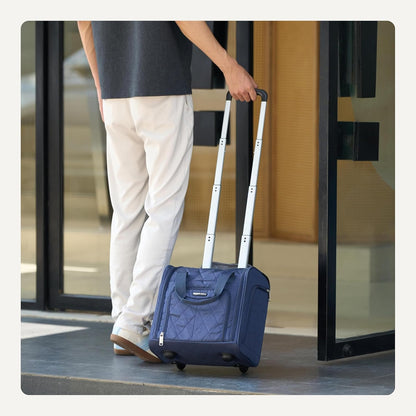 Underseat Carry-On Luggage with Wheels and Handle, 14" Rolling Travel Bag, Fits Under the Seat, Black