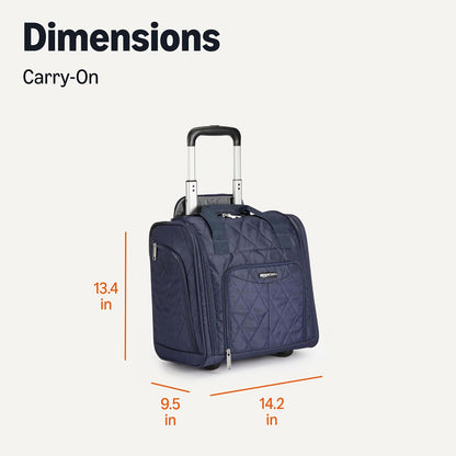 Underseat Carry-On Luggage with Wheels and Handle, 14" Rolling Travel Bag, Fits Under the Seat, Black
