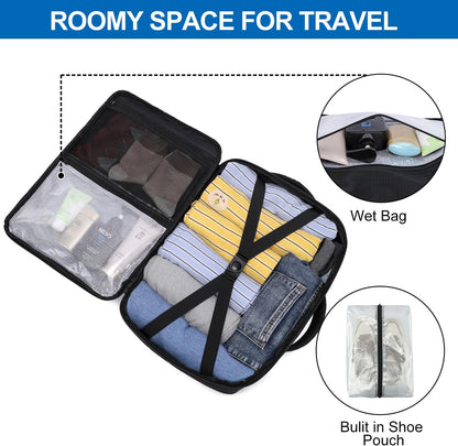Travel Backpack for Men,Airplane Approved Carry On Backpack Suitcase with Shoe Pouch, Luggage Bag TSA 15.6inch Laptop Mochila Flight Approved Personal Item Travel Bag Bookbag Travel Essentials,Black