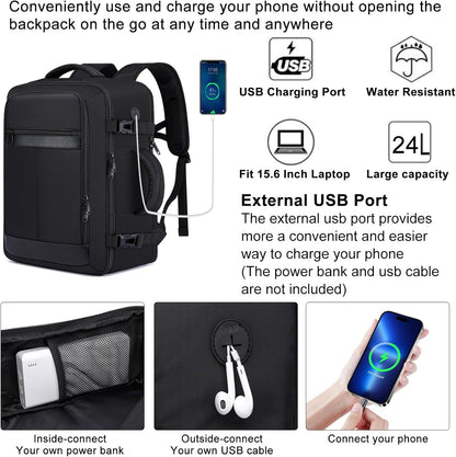 Travel Backpack for Men,Airplane Approved Carry On Backpack Suitcase with Shoe Pouch, Luggage Bag TSA 15.6inch Laptop Mochila Flight Approved Personal Item Travel Bag Bookbag Travel Essentials,Black