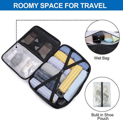 Travel Backpack for Men,Airplane Approved Carry On Backpack Suitcase with Shoe Pouch, Luggage Bag TSA 15.6inch Laptop Mochila Flight Approved Personal Item Travel Bag Bookbag Travel Essentials,Black