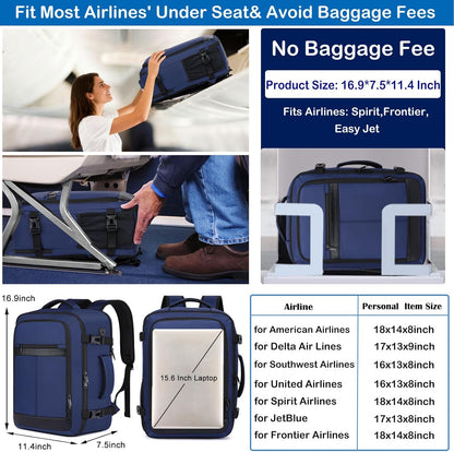 Travel Backpack for Men,Airplane Approved Carry On Backpack Suitcase with Shoe Pouch, Luggage Bag TSA 15.6inch Laptop Mochila Flight Approved Personal Item Travel Bag Bookbag Travel Essentials,Black