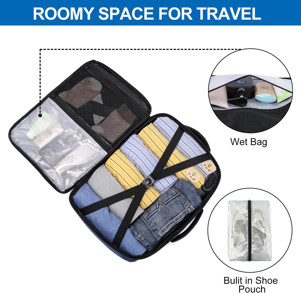 Travel Backpack for Men,Airplane Approved Carry On Backpack Suitcase with Shoe Pouch, Luggage Bag TSA 15.6inch Laptop Mochila Flight Approved Personal Item Travel Bag Bookbag Travel Essentials,Black