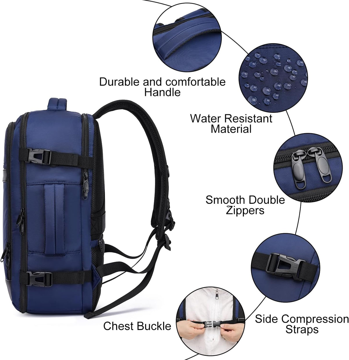 Travel Backpack for Men,Airplane Approved Carry On Backpack Suitcase with Shoe Pouch, Luggage Bag TSA 15.6inch Laptop Mochila Flight Approved Personal Item Travel Bag Bookbag Travel Essentials,Black