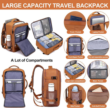 Travel Backpack for Men,Airplane Approved Carry On Backpack Suitcase with Shoe Pouch, Luggage Bag TSA 15.6inch Laptop Mochila Flight Approved Personal Item Travel Bag Bookbag Travel Essentials,Black