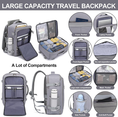 Travel Backpack for Men,Airplane Approved Carry On Backpack Suitcase with Shoe Pouch, Luggage Bag TSA 15.6inch Laptop Mochila Flight Approved Personal Item Travel Bag Bookbag Travel Essentials,Black