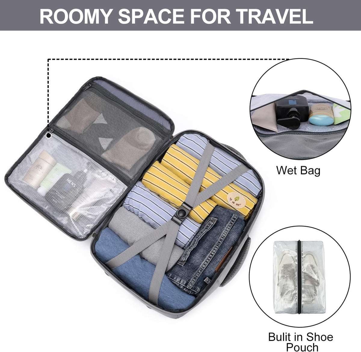 Travel Backpack for Men,Airplane Approved Carry On Backpack Suitcase with Shoe Pouch, Luggage Bag TSA 15.6inch Laptop Mochila Flight Approved Personal Item Travel Bag Bookbag Travel Essentials,Black