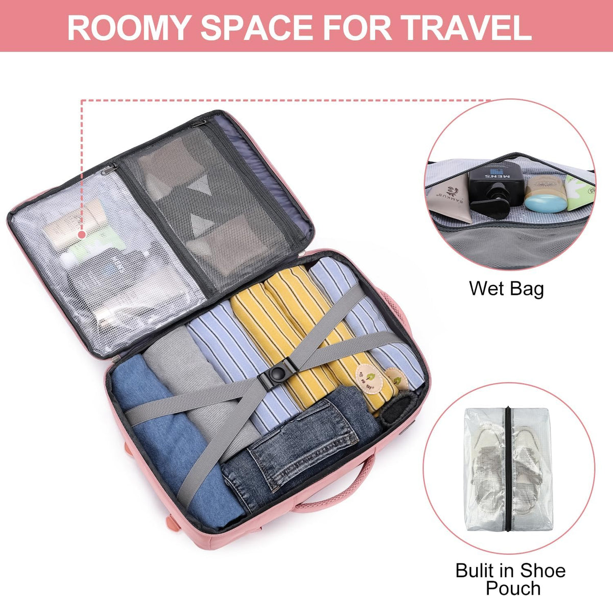 Travel Backpack for Men,Airplane Approved Carry On Backpack Suitcase with Shoe Pouch, Luggage Bag TSA 15.6inch Laptop Mochila Flight Approved Personal Item Travel Bag Bookbag Travel Essentials,Black