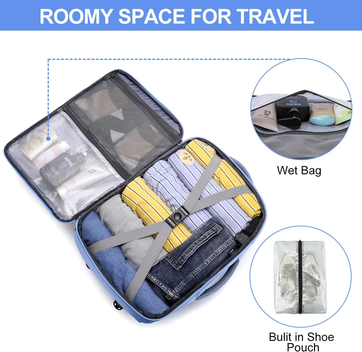 Travel Backpack for Men,Airplane Approved Carry On Backpack Suitcase with Shoe Pouch, Luggage Bag TSA 15.6inch Laptop Mochila Flight Approved Personal Item Travel Bag Bookbag Travel Essentials,Black