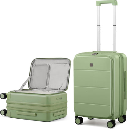 20-Inch Expandable Carry On Luggage, Hard Shell Top-Opening Luggage with Wheels, TSA-Approved Small Travel Bag for Men and Women Carry-On Suitcase, White