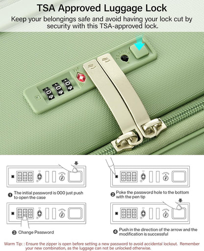 20-Inch Expandable Carry On Luggage, Hard Shell Top-Opening Luggage with Wheels, TSA-Approved Small Travel Bag for Men and Women Carry-On Suitcase, White