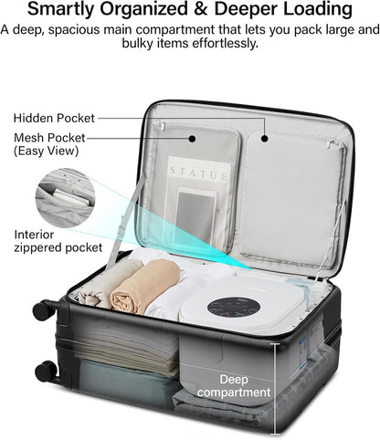 20-Inch Expandable Carry On Luggage, Hard Shell Top-Opening Luggage with Wheels, TSA-Approved Small Travel Bag for Men and Women Carry-On Suitcase, White