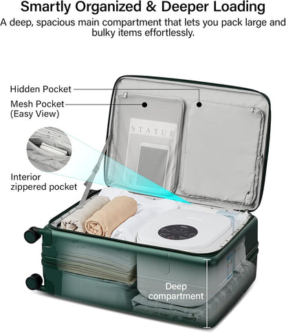 20-Inch Expandable Carry On Luggage, Hard Shell Top-Opening Luggage with Wheels, TSA-Approved Small Travel Bag for Men and Women Carry-On Suitcase, White