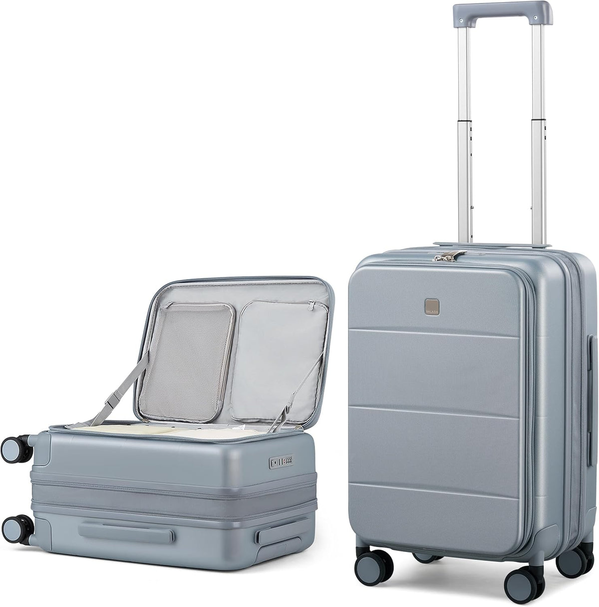 20-Inch Expandable Carry On Luggage, Hard Shell Top-Opening Luggage with Wheels, TSA-Approved Small Travel Bag for Men and Women Carry-On Suitcase, White