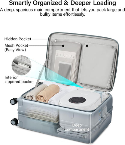 20-Inch Expandable Carry On Luggage, Hard Shell Top-Opening Luggage with Wheels, TSA-Approved Small Travel Bag for Men and Women Carry-On Suitcase, White