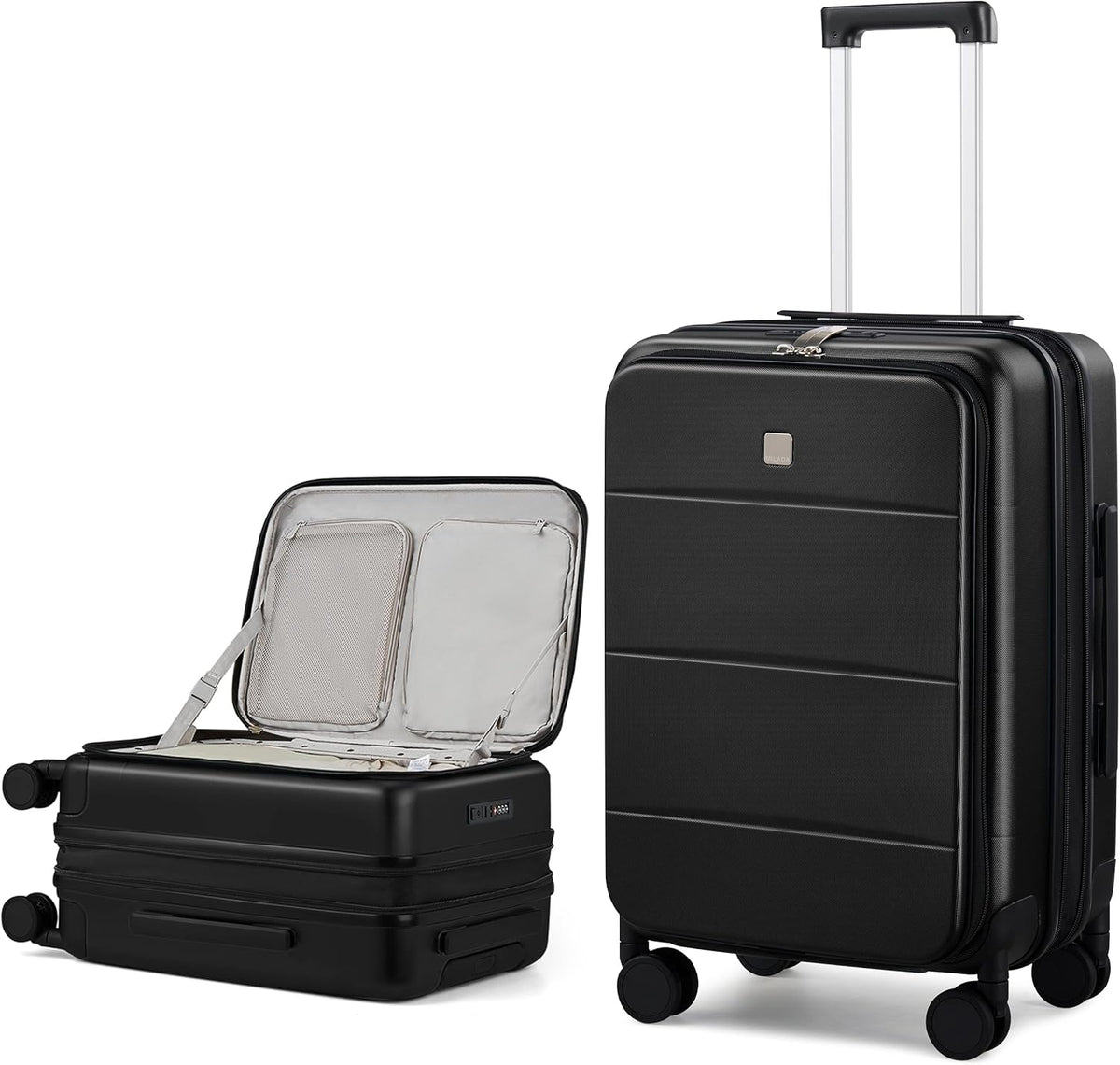 20-Inch Expandable Carry On Luggage, Hard Shell Top-Opening Luggage with Wheels, TSA-Approved Small Travel Bag for Men and Women Carry-On Suitcase, White