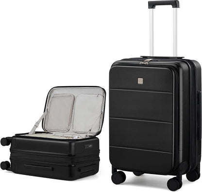 20-Inch Expandable Carry On Luggage, Hard Shell Top-Opening Luggage with Wheels, TSA-Approved Small Travel Bag for Men and Women Carry-On Suitcase, White