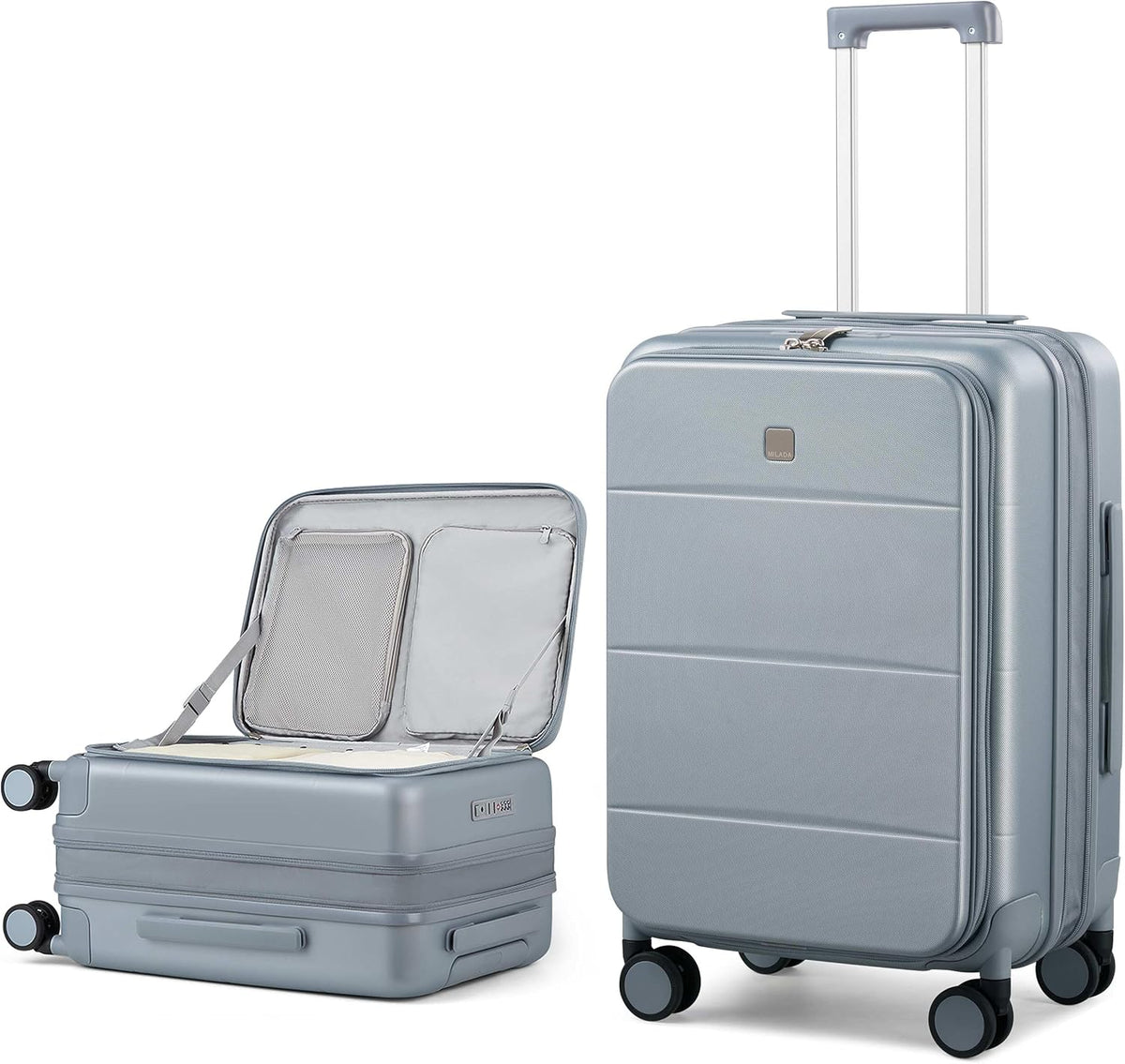 20-Inch Expandable Carry On Luggage, Hard Shell Top-Opening Luggage with Wheels, TSA-Approved Small Travel Bag for Men and Women Carry-On Suitcase, White