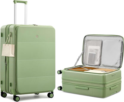 20-Inch Expandable Carry On Luggage, Hard Shell Top-Opening Luggage with Wheels, TSA-Approved Small Travel Bag for Men and Women Carry-On Suitcase, White