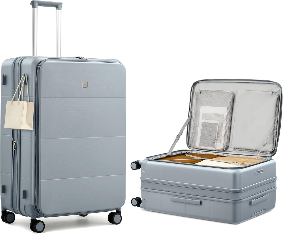 20-Inch Expandable Carry On Luggage, Hard Shell Top-Opening Luggage with Wheels, TSA-Approved Small Travel Bag for Men and Women Carry-On Suitcase, White