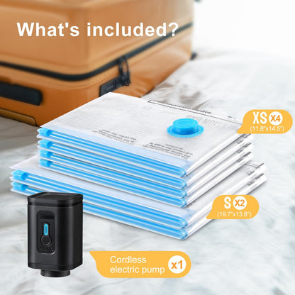 Travel Vacuum Bags Combo - Space Saver Vacuum Storage Bags for Clothing and Luggage
