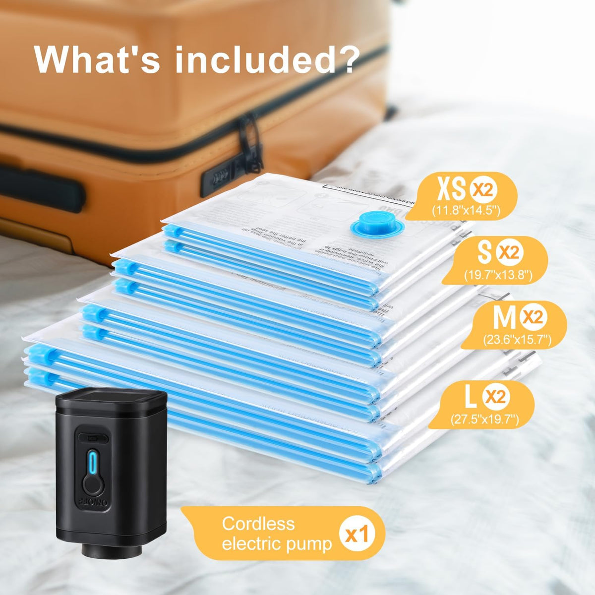 Travel Vacuum Bags Combo - Space Saver Vacuum Storage Bags for Clothing and Luggage