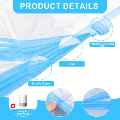Travel Compression Bags, Roll-Up Space Saver Bags Vacuum Storage Bags 47x35cm/18.5x13.7in for Luggage Backpack Suitcase Packing Organizers(3PCS)