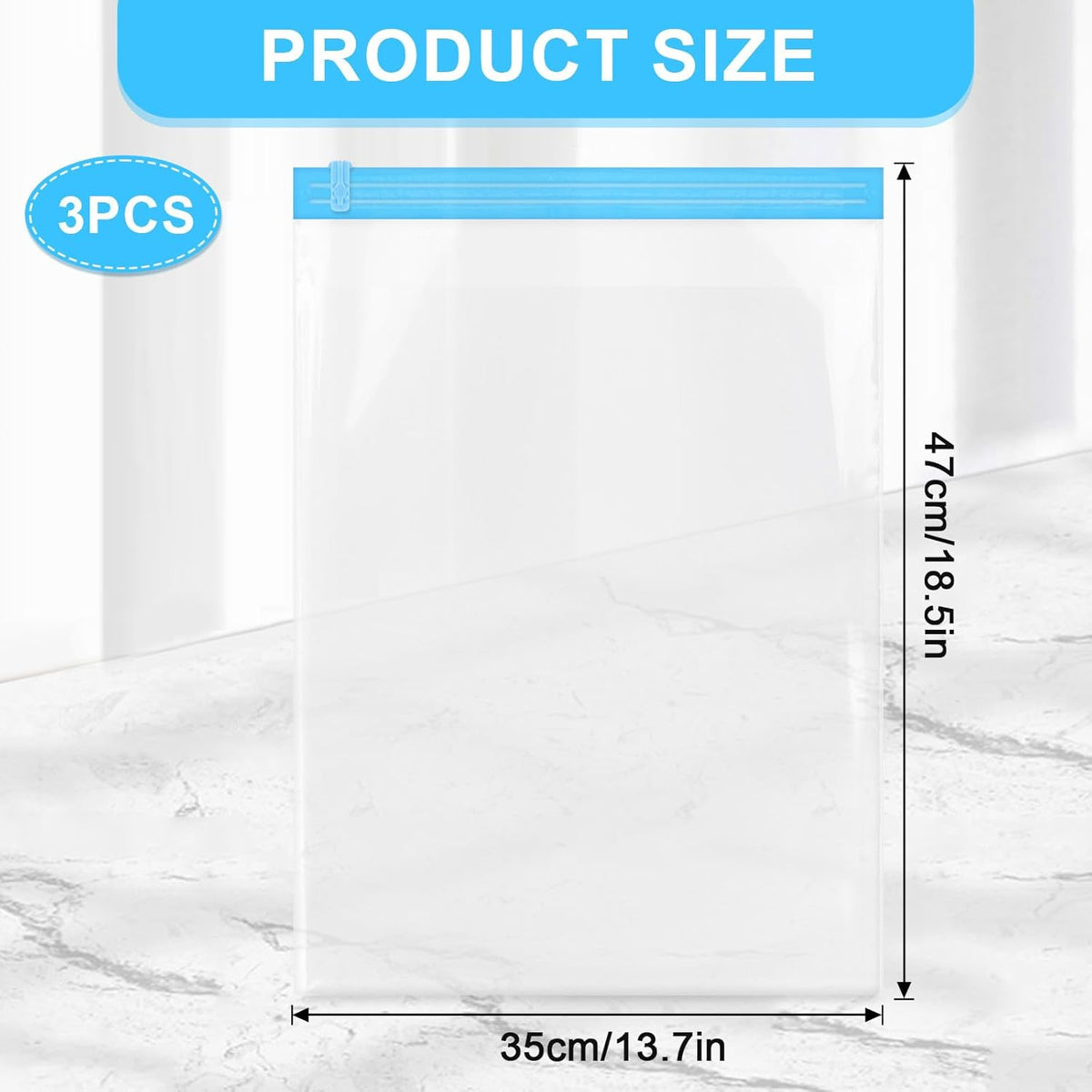 Travel Compression Bags, Roll-Up Space Saver Bags Vacuum Storage Bags 47x35cm/18.5x13.7in for Luggage Backpack Suitcase Packing Organizers(3PCS)