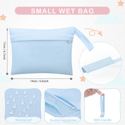 4 Pack Wet Dry Bags for Baby Cloth Diapers 12x14 Washable Travel Swimsuit Wet Bags Reusable with Two Zippered Pockets for Yoga Gym Swimsuits Travel Beach Pool Soiled Items(Fresh Color)