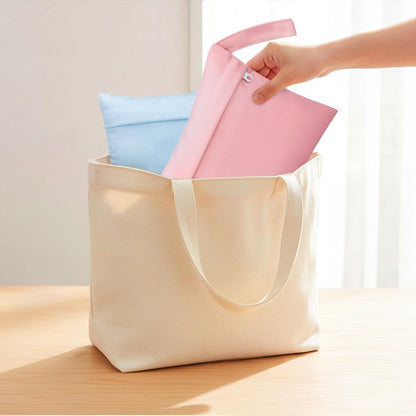 4 Pack Wet Dry Bags for Baby Cloth Diapers 12x14 Washable Travel Swimsuit Wet Bags Reusable with Two Zippered Pockets for Yoga Gym Swimsuits Travel Beach Pool Soiled Items(Fresh Color)