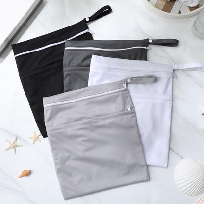 4 Pack Wet Dry Bags for Baby Cloth Diapers 12x14 Washable Travel Swimsuit Wet Bags Reusable with Two Zippered Pockets for Yoga Gym Swimsuits Travel Beach Pool Soiled Items(Fresh Color)