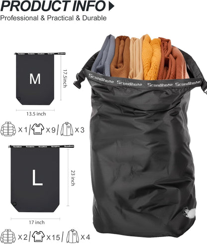 Travel Laundry Bag, Pump-Free Vacuum Compression Dirty Clothes Bag, Medium Reusable Waterproof & Washable Laundry Bag, Wet and Dry Bag, Ideal for Suitcases, Laundromats (1 Pack) Gray
