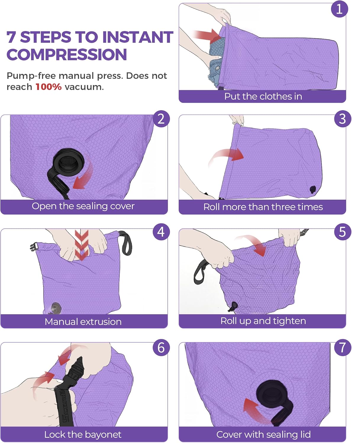 Travel Laundry Bag, Pump-Free Vacuum Compression Dirty Clothes Bag, Medium Reusable Waterproof & Washable Laundry Bag, Wet and Dry Bag, Ideal for Suitcases, Laundromats (1 Pack) Gray