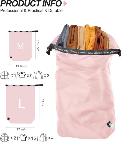 Travel Laundry Bag, Pump-Free Vacuum Compression Dirty Clothes Bag, Medium Reusable Waterproof & Washable Laundry Bag, Wet and Dry Bag, Ideal for Suitcases, Laundromats (1 Pack) Gray