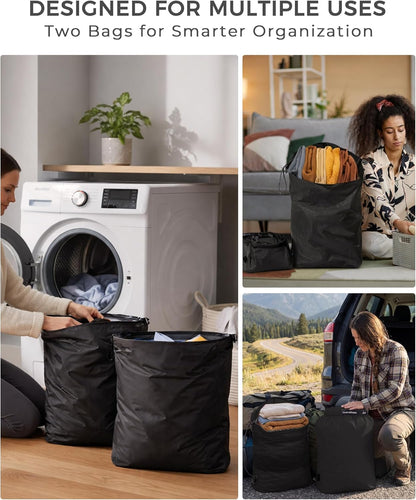 Travel Laundry Bag, Pump-Free Vacuum Compression Dirty Clothes Bag, Medium Reusable Waterproof & Washable Laundry Bag, Wet and Dry Bag, Ideal for Suitcases, Laundromats (1 Pack) Gray