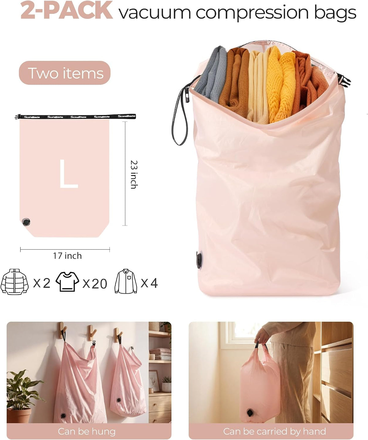Travel Laundry Bag, Pump-Free Vacuum Compression Dirty Clothes Bag, Medium Reusable Waterproof & Washable Laundry Bag, Wet and Dry Bag, Ideal for Suitcases, Laundromats (1 Pack) Gray