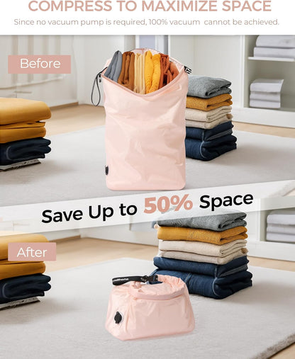 Travel Laundry Bag, Pump-Free Vacuum Compression Dirty Clothes Bag, Medium Reusable Waterproof & Washable Laundry Bag, Wet and Dry Bag, Ideal for Suitcases, Laundromats (1 Pack) Gray