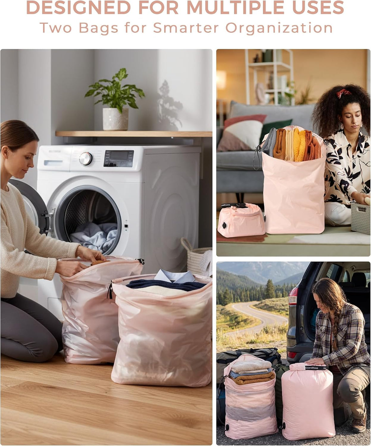 Travel Laundry Bag, Pump-Free Vacuum Compression Dirty Clothes Bag, Medium Reusable Waterproof & Washable Laundry Bag, Wet and Dry Bag, Ideal for Suitcases, Laundromats (1 Pack) Gray