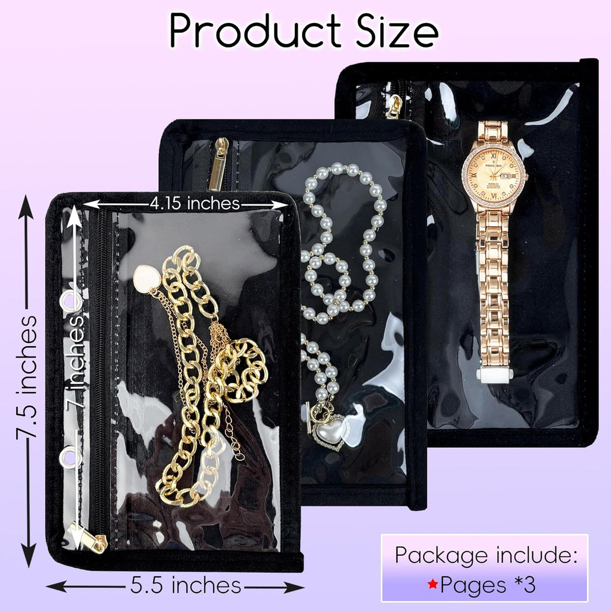 Travel Jewelry Organizer Case,Small Jewelry Bags Jewelry Storage Book Ring Binder with Clear Zipper Velvet Pouch for Traveling