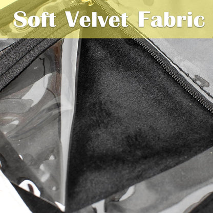 Travel Jewelry Organizer Case,Small Jewelry Bags Jewelry Storage Book Ring Binder with Clear Zipper Velvet Pouch for Traveling