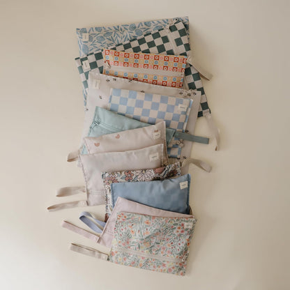Water Resistant Wet Bags | Large & Small Reusable Storage Bag for Baby Items and Travel | Zippered Pockets with Handle | Machine Washable, Set of 2 (Happy Flowers Check)