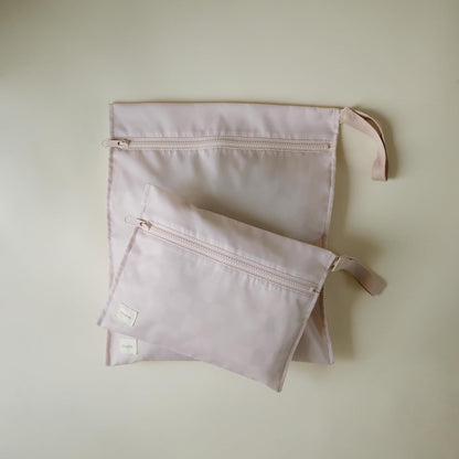 Water Resistant Wet Bags | Large & Small Reusable Storage Bag for Baby Items and Travel | Zippered Pockets with Handle | Machine Washable, Set of 2 (Happy Flowers Check)