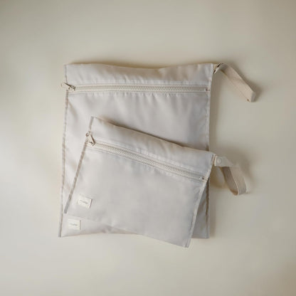 Water Resistant Wet Bags | Large & Small Reusable Storage Bag for Baby Items and Travel | Zippered Pockets with Handle | Machine Washable, Set of 2 (Happy Flowers Check)