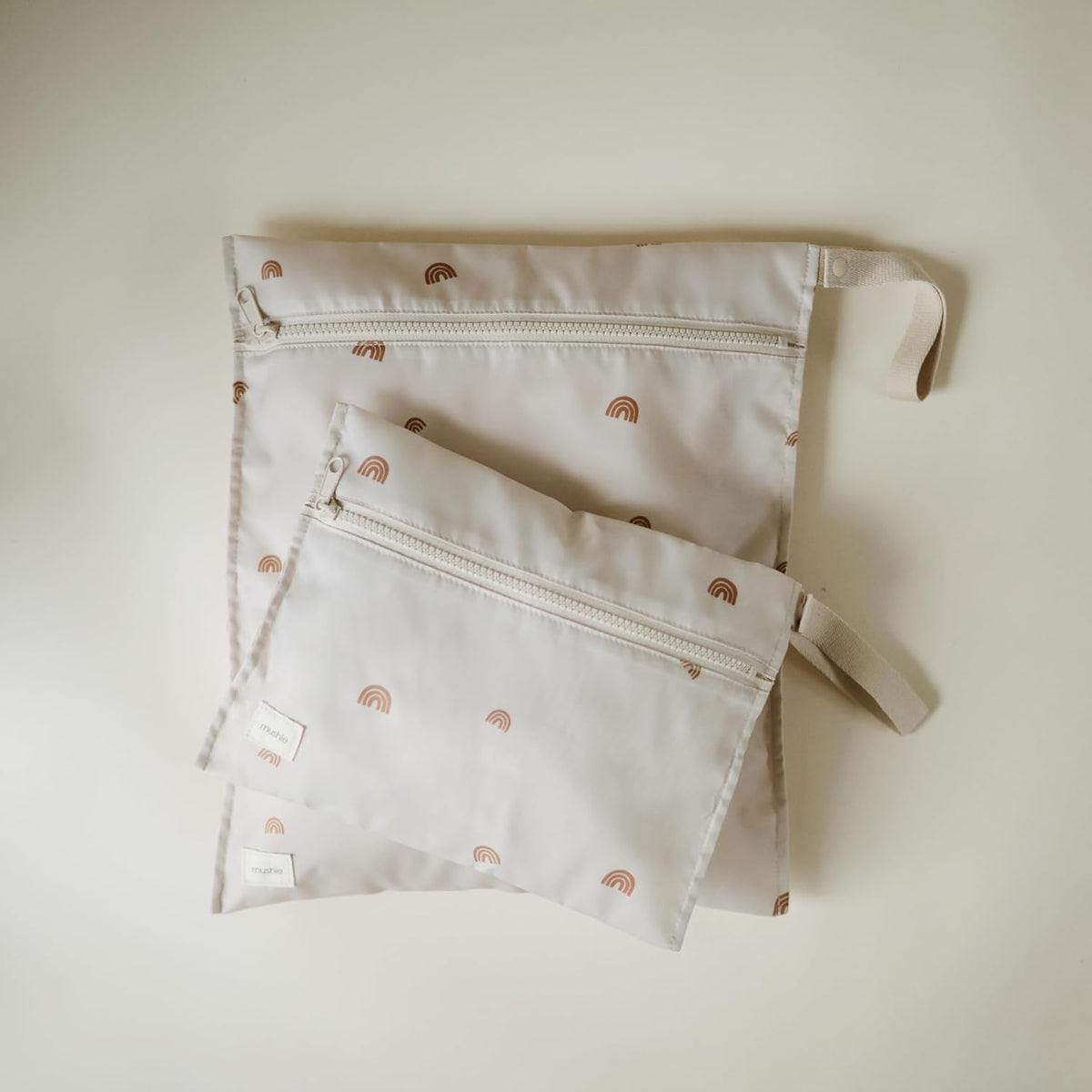 Water Resistant Wet Bags | Large & Small Reusable Storage Bag for Baby Items and Travel | Zippered Pockets with Handle | Machine Washable, Set of 2 (Happy Flowers Check)