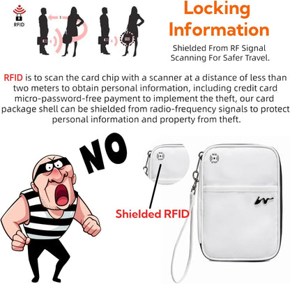 P-H1 Travel Family Passport Holder RFID Blocking Passport Waterproof Wallets for Men Women Travel Document Organizer Cards Case, Lightweight Portable Passport Cover with Zipper Pocket (Pink)